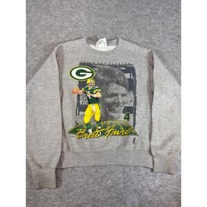 VINTAGE 90s Green Bay Packers Lee Sweatshirt Youth Medium Gray Brett Favre 4 NFL